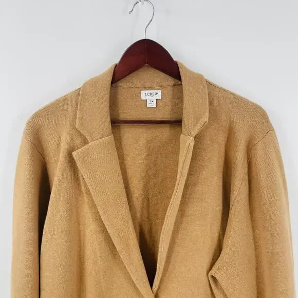 J. Crew Schoolboy Sweater Blazer Camel Brown Cotton Knit Long Sleeve Size 2X - Picture 5 of 10